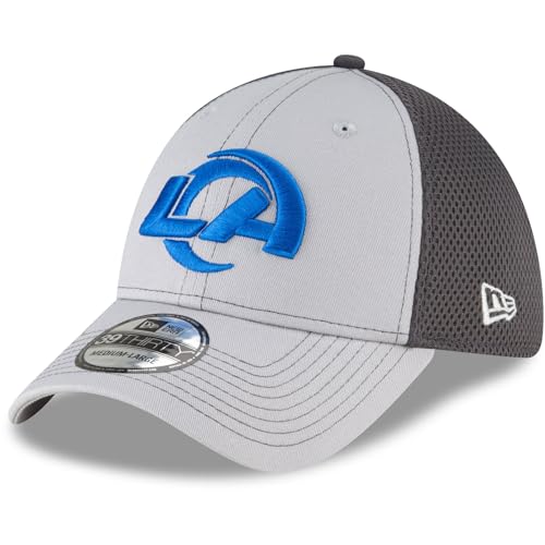 New Era Unisex-Adult NFL 39THIRTY Grayed Out Neo Primary Logo Stretch Fit Flex Football Cap Hat - Los Angeles Rams - Medium/Large