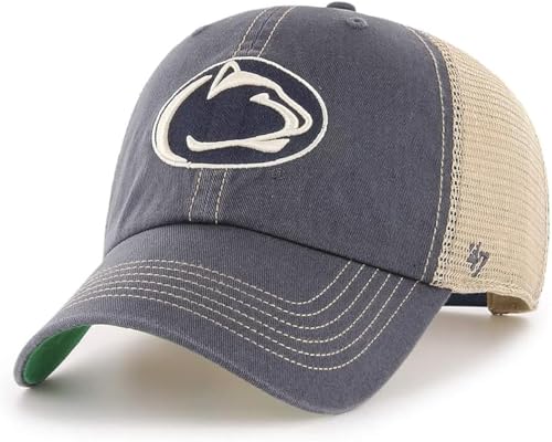 47 NCAA Trawler Primary Logo Team Color Mesh Trucker Clean Up Adjustable Hat, Adult One Size Fits All - Penn State Nittany Lions Navy