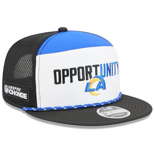 New Era Men's White/Black Los Angeles Rams 2025 Inspire Change Split Panel 9FIFTY Snapback Hat