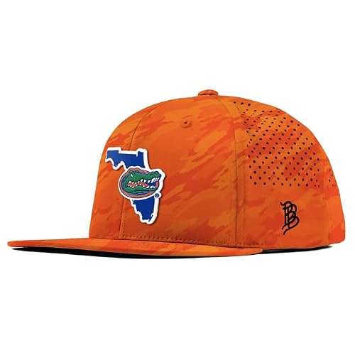 Branded Bills Officially Licensed x Florida Gators Blaze Orange Camo Flat Performance Gator State PVC