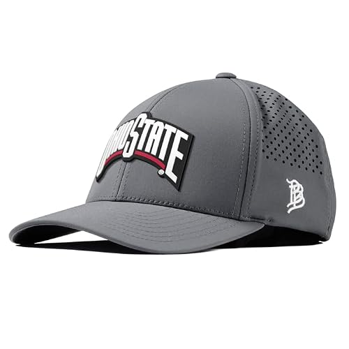 Branded Bills Officially Licensed x Ohio State Buckeyes Slate Grey Curved Performance Ohio State Block PVC