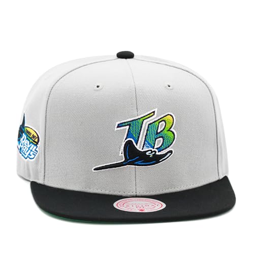 Mitchell & Ness Tampa Bay Devil Rays Cooperstown MLB Away Snapback Hat Cap - Grey/Black