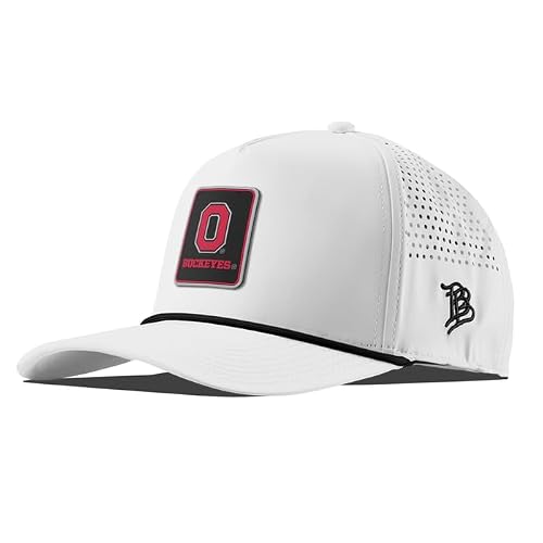 Branded Bills Officially Licensed x Ohio State Buckeyes White 5-Panel Ohio State Buckeyes Badge PVC
