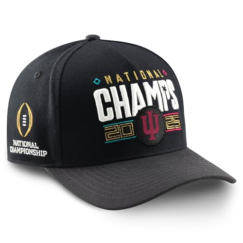 Indiana Hoosiers College Football Playoff 2025 National Champions Rise Adjustable Hat (US, Alpha, Medium, Large) Black