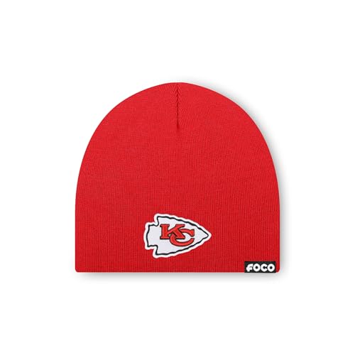 FOCO Kansas City Chiefs NFL Basic Primary Logo Skull Beanie - Red