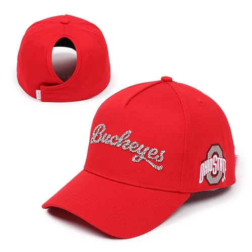 Ponyflo NCAA Women's Ohio State Buckeyes Ponytail Cap, Red V2