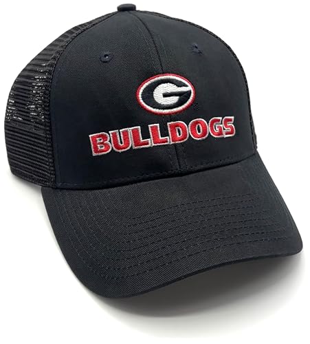 Officially Licensed University Georgia Black MVP Mesh Trucker Hat Classic Bulldogs Primary Team Logo Adjustable Snapback Baseball Sports Cap