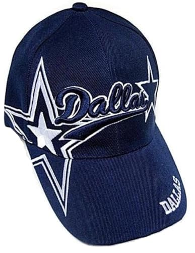 RMW Dallas City Navy Blue Fully Embroidered Hat Cap Cowboy Star Adult Men's Adjustable