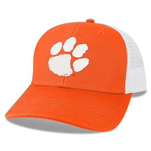Legacy NCAA Officially Licensed Baseball Hat, Clemson Tigers, Lightweight Cap for Men & Women, Mid-Pro Snapback Adjustable (MPS), Orange/White Trucker, One Size Fits Most, Snapback Closure
