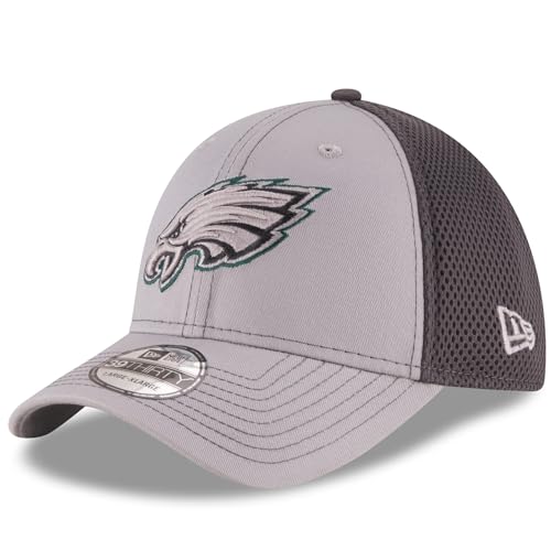 New Era Unisex-Adult NFL 39THIRTY Grayed Out Neo Primary Logo Stretch Fit Flex Football Cap Hat - Philadelphia Eagles - Large/X-Large