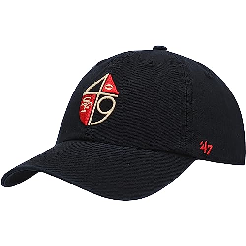 47 NFL San Francisco 49ers Brand Clean Up Adjustable Hat (1965 Logo), Black, One Size