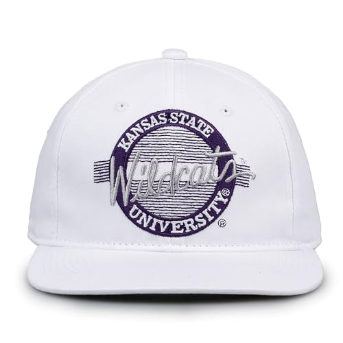 The Game NCAA Kansas State Wildcats Retro Circle Design Hat, Adjustable One Size, White