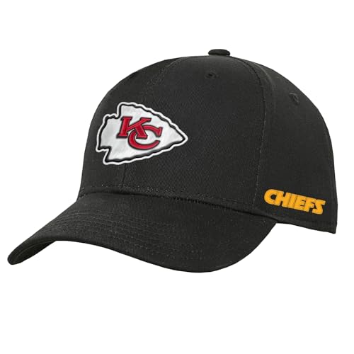 NFL Kids Youth 8-20 Official Primary Logo Wordmark Adjustable Snapback Hat Cap One Size (US, Alpha, One Size, Kansas City Chiefs - Black)