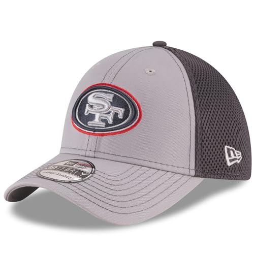 New Era Unisex-Adult NFL 39THIRTY Grayed Out Neo Primary Logo Stretch Fit Flex Football Cap Hat - San Francisco 49ers - Large/X-Large