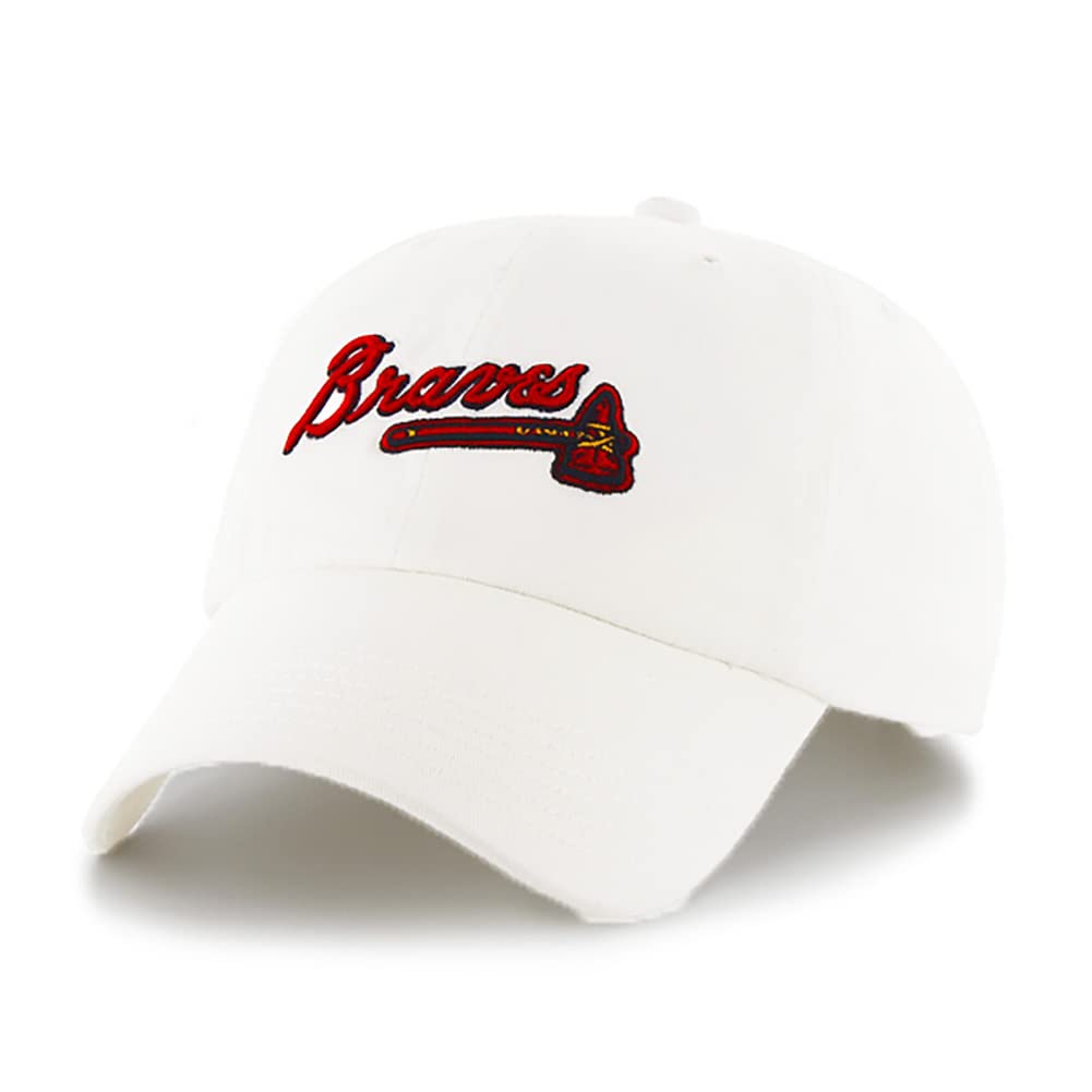 '47 Atlanta Braves Script Logo Clean Up Adjustable Hat, Adult One Size Fits All (Atlanta Braves White Script Logo)