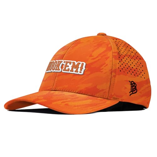 Branded Bills Officially Licensed x Texas Longhorns Blaze Orange Camo Curved Performance Hook'em Horns