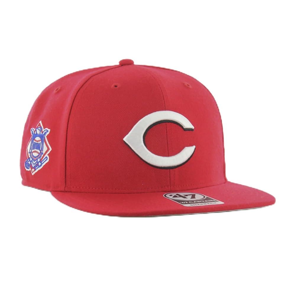 '47 MLB Sure Shot Captain Hat Adjustable Structured 6-Panel Snapback Hat Cap, Adult One Size Fits All (US, Alpha, One Size, Cincinnati Reds)