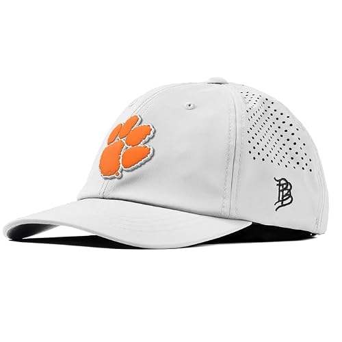 Branded Bills Officially Licensed x Clemson Tigers White Performance Dad Hat Clemson Tigers Paw PVC