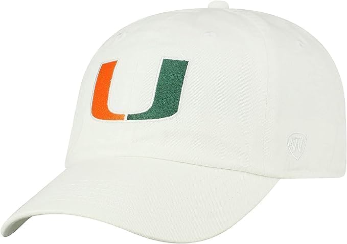 Collegiate White Team Color Adjustable Hats (US, Alpha, One Size, Miami)