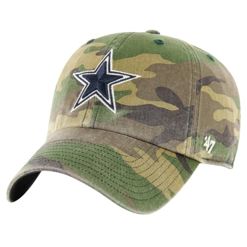 47 NFL Unisex Adult Camo Clean Up Primary Logo Adjustable Hat Cap One Size (Dallas Cowboys - Camo, Dallas Cowboys)