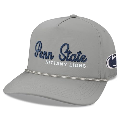Legacy NCAA Officially Licensed Rope Hat, Penn State Nittany Lions, Lightweight Cap for Men & Women, Caddy Adjustable (Caddy), Grey/Grey White Rope, One Size Fits Most, Snapback Closure