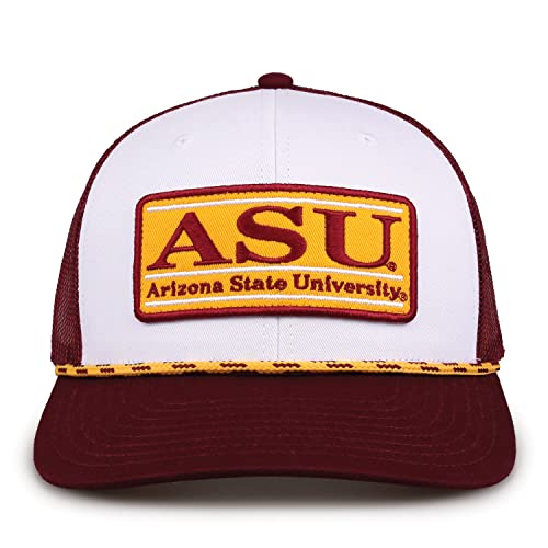 The Game NCAA Licensed Arizona State Sun Devils Rope Trucker Hat, Arizona State Game Day Hat White/Maroon