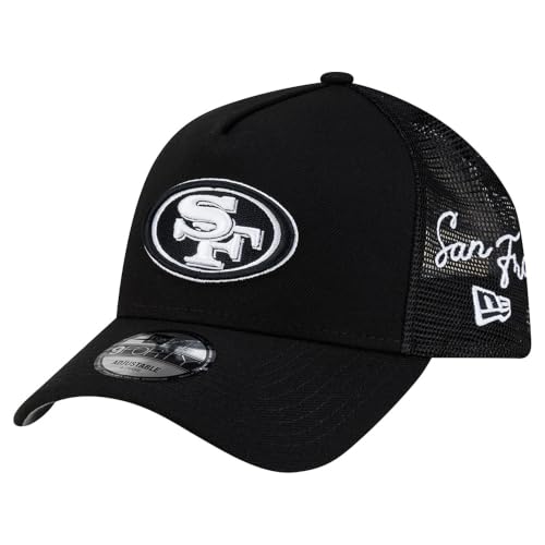 New Era Men's Black San Francisco 49ers City Script 9FORTY A-Frame Adjustable Hat