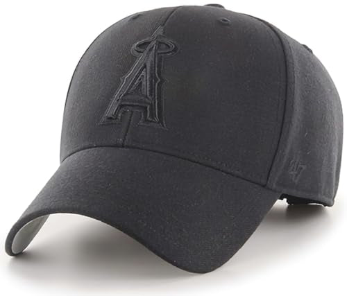 47 MLB Blackout Primary Logo MVP Adjustable Structure Hat, Adult One Size Fits All - Los Angeles Angels - Black