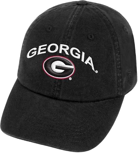Collegiate Primary Color Team Arch Adjustable Hats (US, Alpha, One Size, Georgia Black)