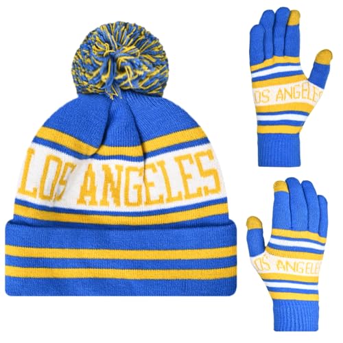 Vintage Classic Skull Cap Beanie Hat Cuffed Winter Hat Knit Comes with Warm Gloves Gifts for Men Women Fans
