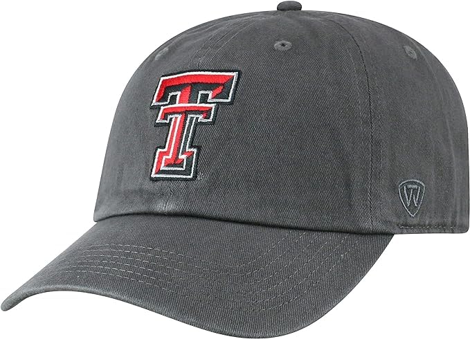 Pro Sport Collegiate Hats - Fitted Caps Adjustable Hats and Snapbacks Available (Adjustable Hat, Texas Tech Charcoal)
