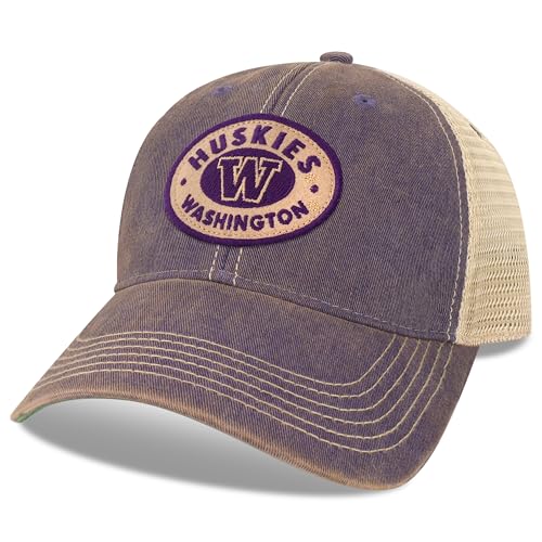 Legacy NCAA Officially Licensed Baseball Hat, Washington Huskies, Lightweight Cap for Men & Women, Old Favorite Trucker Adjustable (OFA), Purple Trucker, One Size Fits Most, Snapback Closure