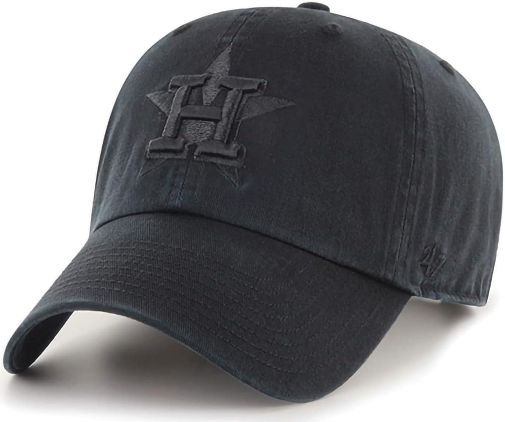 47 Brand MLB Black Black Primary Logo Clean Up Adjustable Baseball Cap Hat, Adult One Size Fits All - Houston Astros
