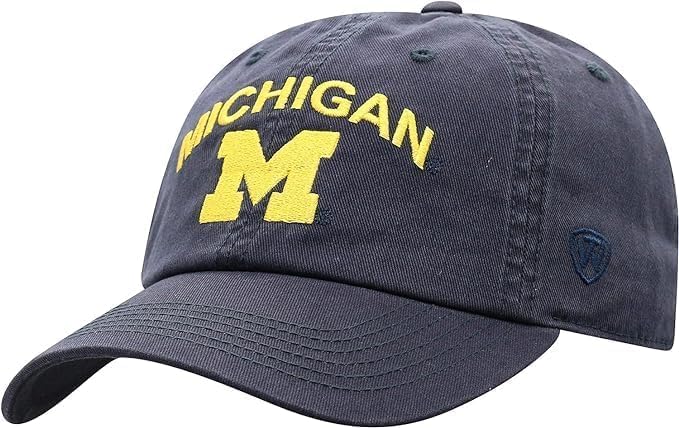 Collegiate Primary Color Team Arch Adjustable Hats (US, Alpha, One Size, Michigan)
