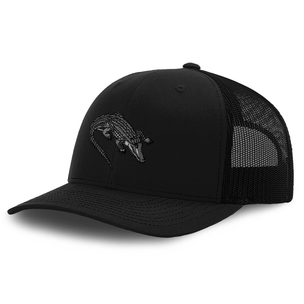 Trucker Hat Baseball Cap Gator Florida Swamp Embroidery Cotton Dad Hats for Men & Women Snapback Black Design Only