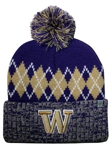 Franchise Club Unisex Washington Huskies The Blur Knit Hat with Pom Purple