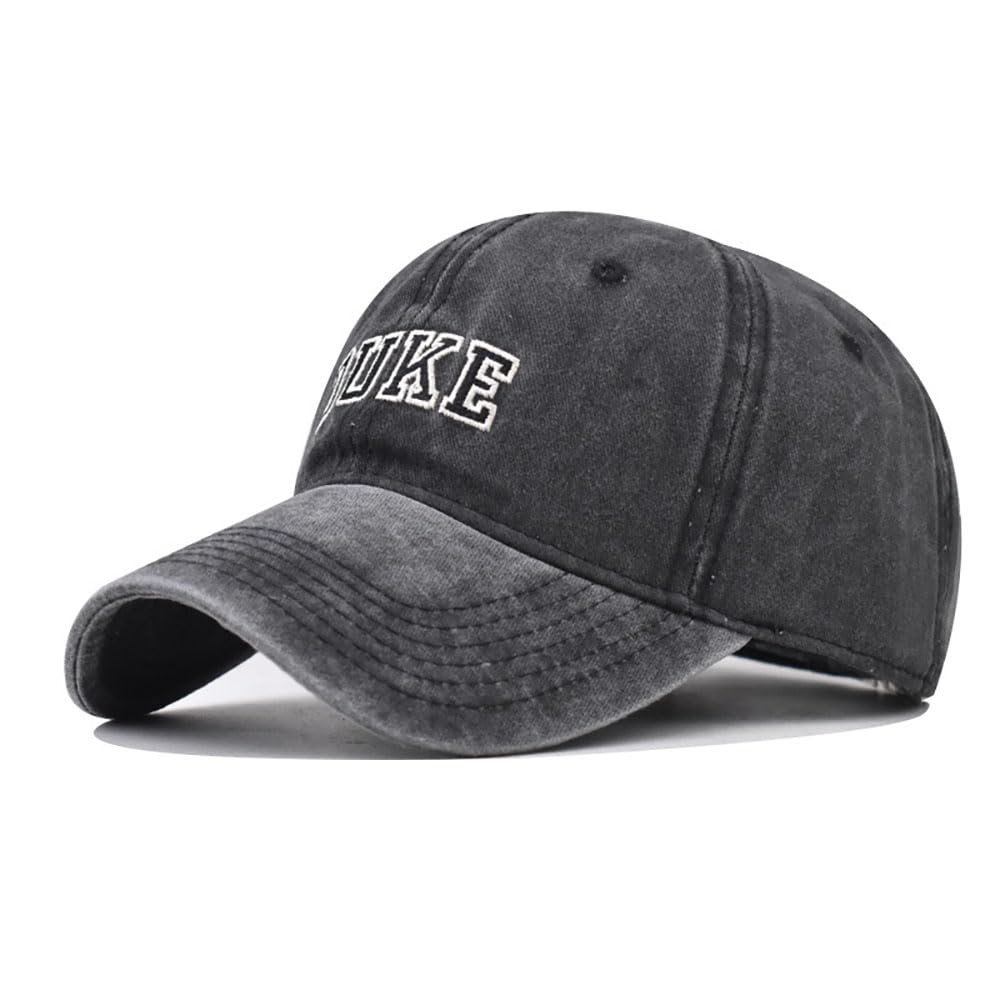 GeRRiT Vintage Washed Duke Men's Baseball Cap Classic Cotton Fashion Trend Dad Hat Outdoor Hat Gift for Men Women (Cotton, Black), Large