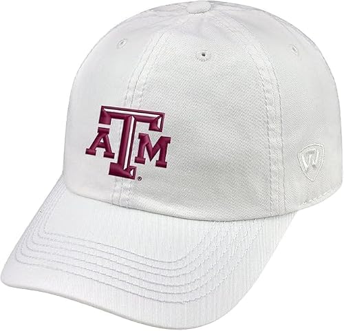 Collegiate White Team Color Adjustable Hats (US, Alpha, One Size, Texas A&M)