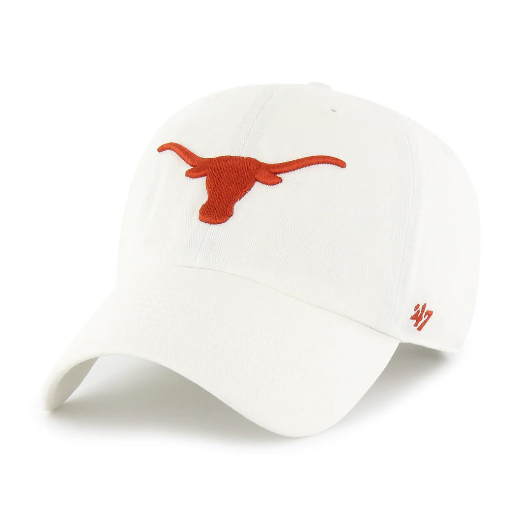 47 NCAA Unisex-Adult Clean Up Adjustable Hat Cap One Size (US, Alpha, One Size, Texas Longhorns - White)