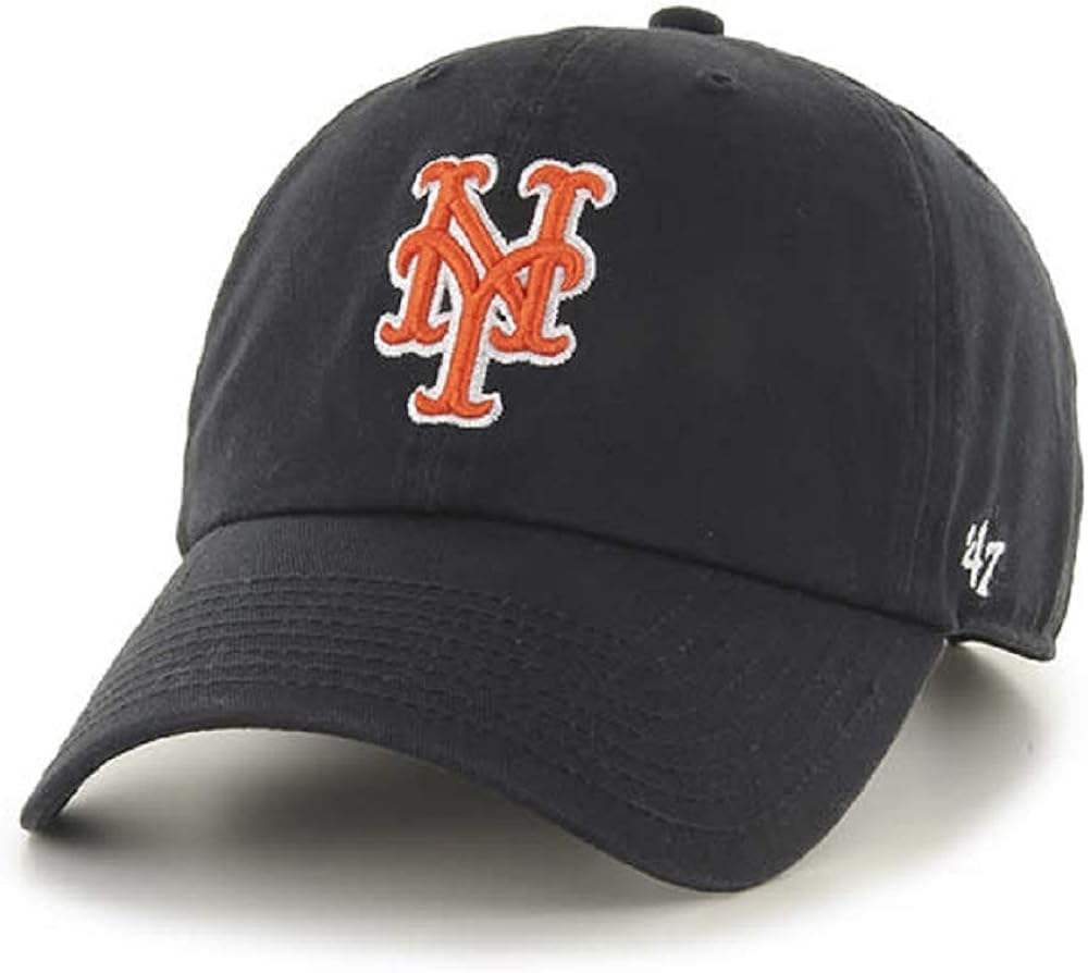 47 MLB Unisex-Adult Alternate Color Clean Up Adjustable Hat Cap - One Size (US, Alpha, One Size, New York Mets Black)