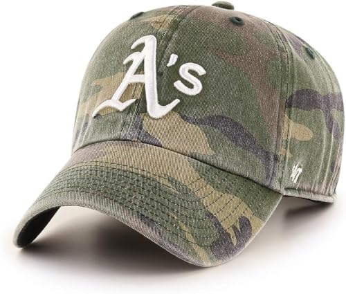 '47 MLB Unisex-Adult Camo Clean Up Adjustable Hat Cap One Size (US, Alpha, One Size, Oakland Athletics)