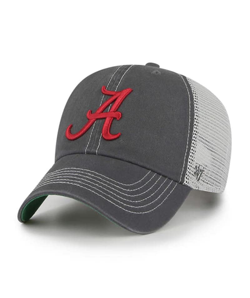 '47 Alabama Hat (UA Crimson Tide) Mens Womens Adjustable Trucker Hat Mesh Baseball Cap, Snapback, Charcoal Gray/Dark Gray, One Size
