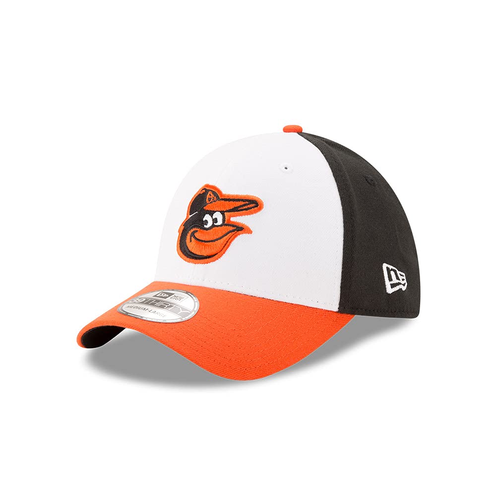 New Era MLB Baltimore Orioles Team Classic Home 39Thirty Stretch Fit Cap, Black/White, Large/X-Large
