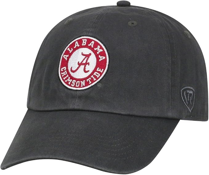 Collegiate Charcoal Team Logo Adjustable Hats (US, Alpha, One Size, Alabama Circle Icon)