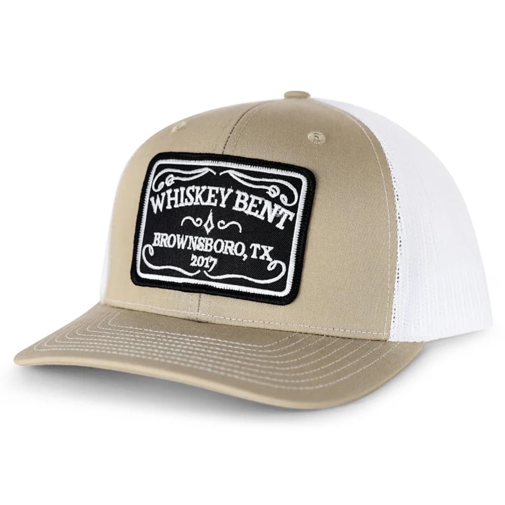 WHISKEY BENT HAT CO. The Duke Adjustable Snapback Hat (Khaki/White)