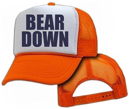 Bear Down Trucker HAT. Chicago Unisex Snapback Orange and White