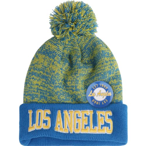 YANGUMGUAN Los Angeles Football Beanie Hat for Men and Women Super Soft Football Knit Pom Beanie Mens Winter Cap