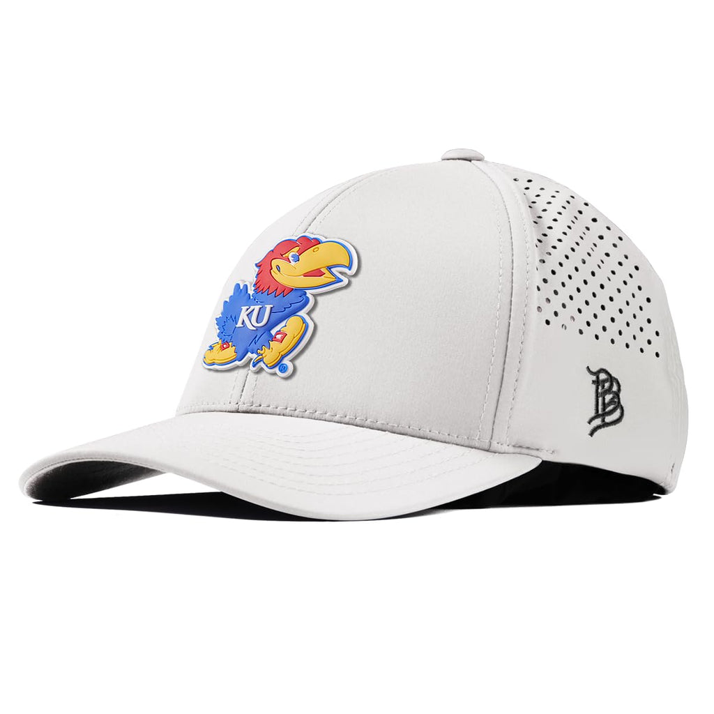 Branded Bills Officially Licensed Kansas Jayhawks White Curved Performance Jayhawk PVC