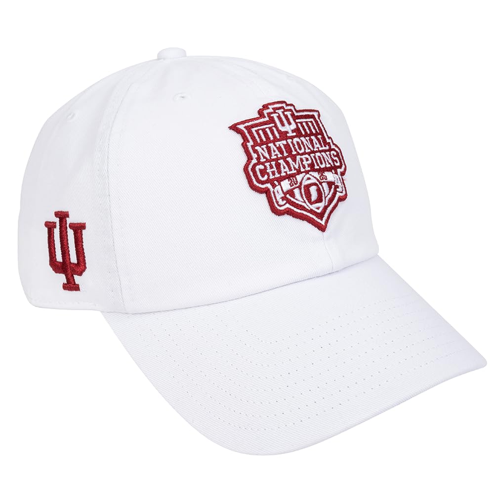 Desert Cactus Indiana University Baseball Hat Hoosiers Bloomington Brimmed Embroidered Hats Cap Adjustable Cloth Strap Adult (Style V1 2025 Football Championship) White