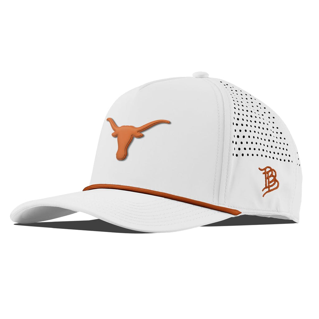 Branded Bills Officially Licensed x Texas Longhorns Curved 5 Panel Hat for Men | Baseball Cap White Burnt Orange Rope